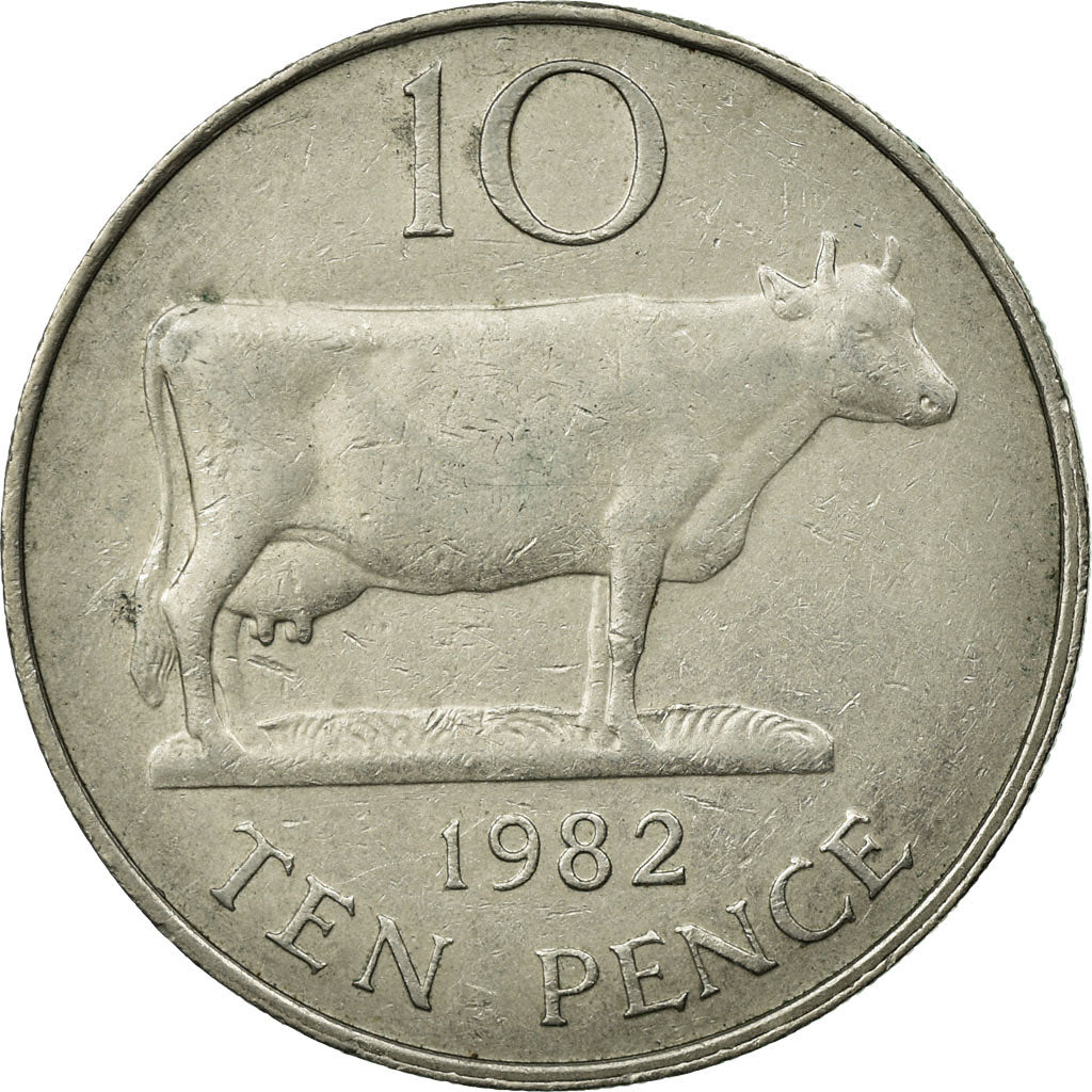 Coin, Guernsey, Elizabeth II, 10 Pence, 1982, EF(40-45), Copper-nickel, KM:30
