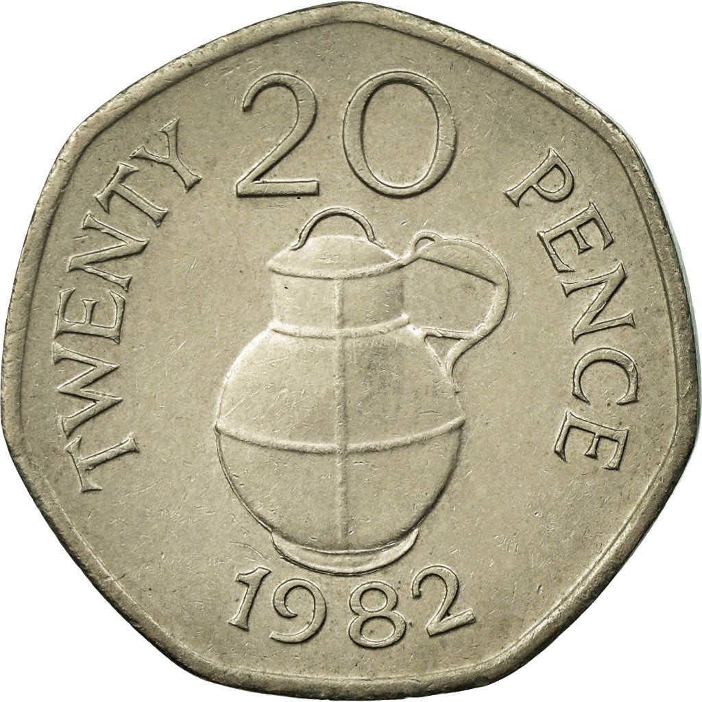Monnaie, Guernsey, Elizabeth II, 20 Pence, 1982, TTB, Copper-nickel, KM:38