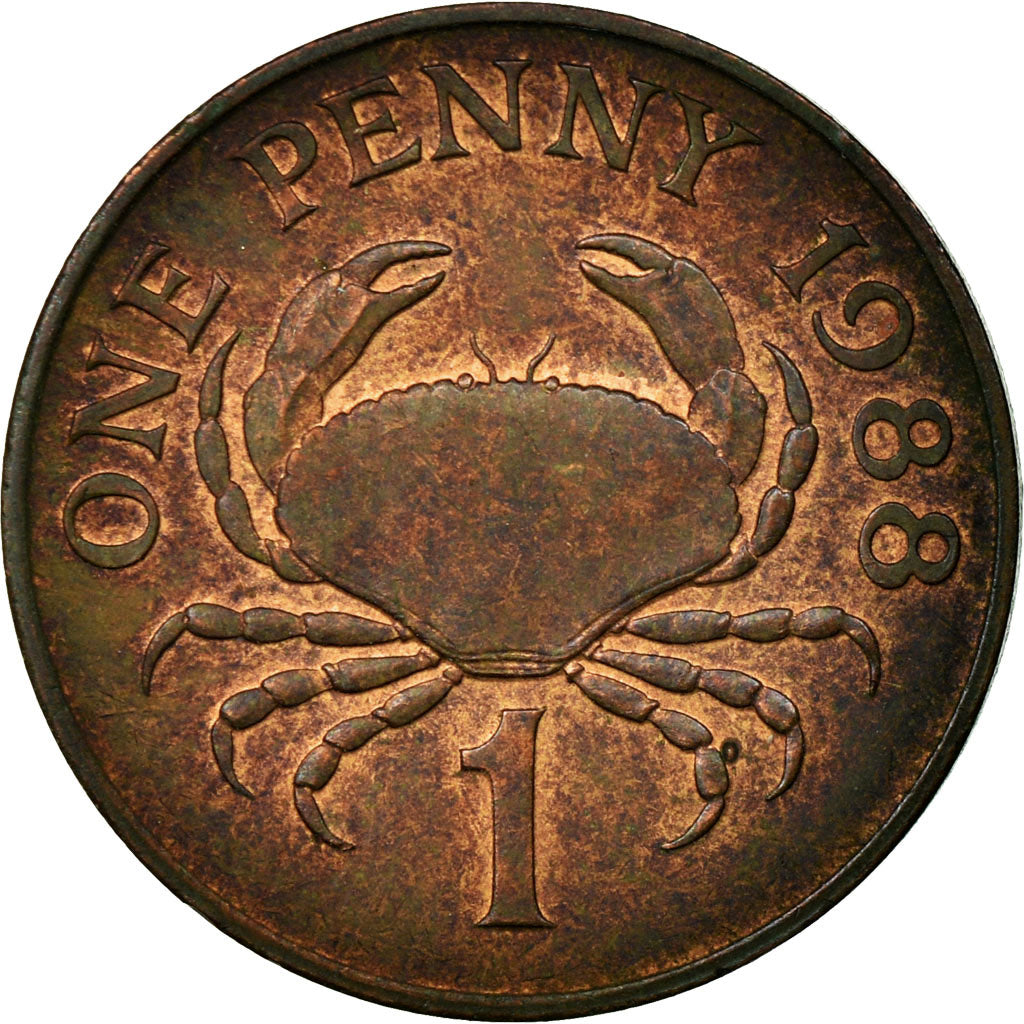 Coin, Guernsey, Elizabeth II, Penny, 1988, EF(40-45), Bronze, KM:40