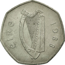Coin, IRELAND REPUBLIC, 50 Pence, 1988, EF(40-45), Copper-nickel, KM:26