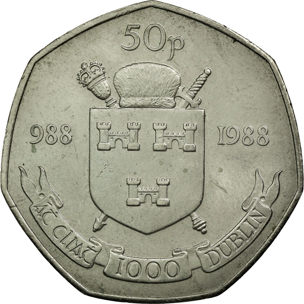 Coin, IRELAND REPUBLIC, 50 Pence, 1988, EF(40-45), Copper-nickel, KM:26