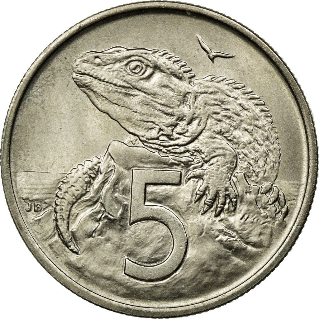 Coin, New Zealand, Elizabeth II, 5 Cents, 1967, AU(55-58), Copper-nickel