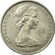 Moeda, Nova Zelândia, Elizabeth II, 10 Cents, 1967, AU(55-58), Cobre-níquel