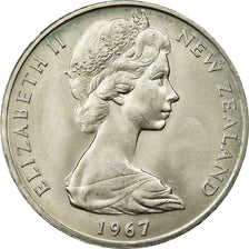 Moeda, Nova Zelândia, Elizabeth II, Dollar, 1967, AU(55-58), Cobre-níquel
