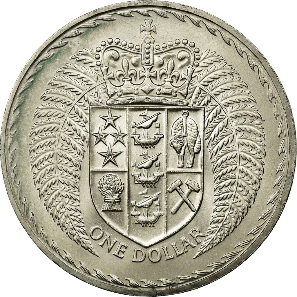 Moeda, Nova Zelândia, Elizabeth II, Dollar, 1967, AU(55-58), Cobre-níquel