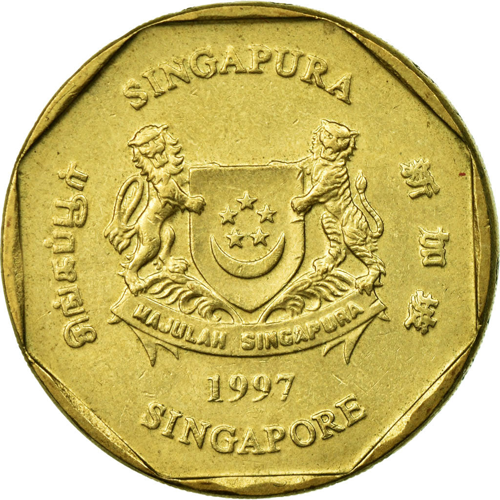 Moneda, Singapur, Dollar, 1997, Singapore Mint, MBC, Aluminio - bronce, KM:103
