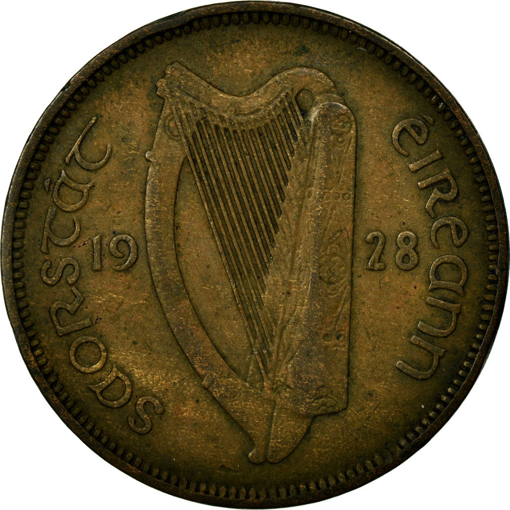 Coin, IRELAND REPUBLIC, 1/2 Penny, 1928, EF(40-45), Bronze, KM:2