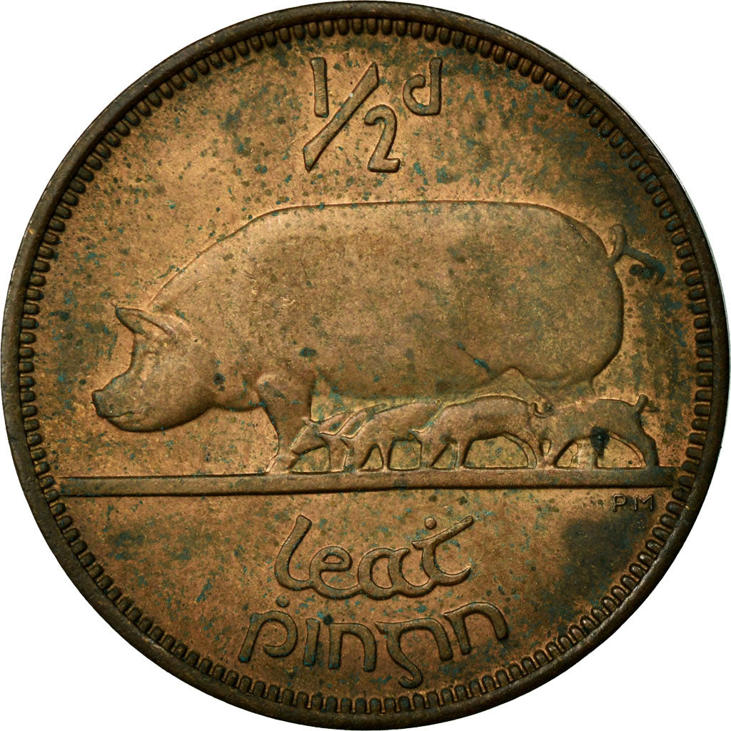 Coin, IRELAND REPUBLIC, 1/2 Penny, 1953, EF(40-45), Bronze, KM:10