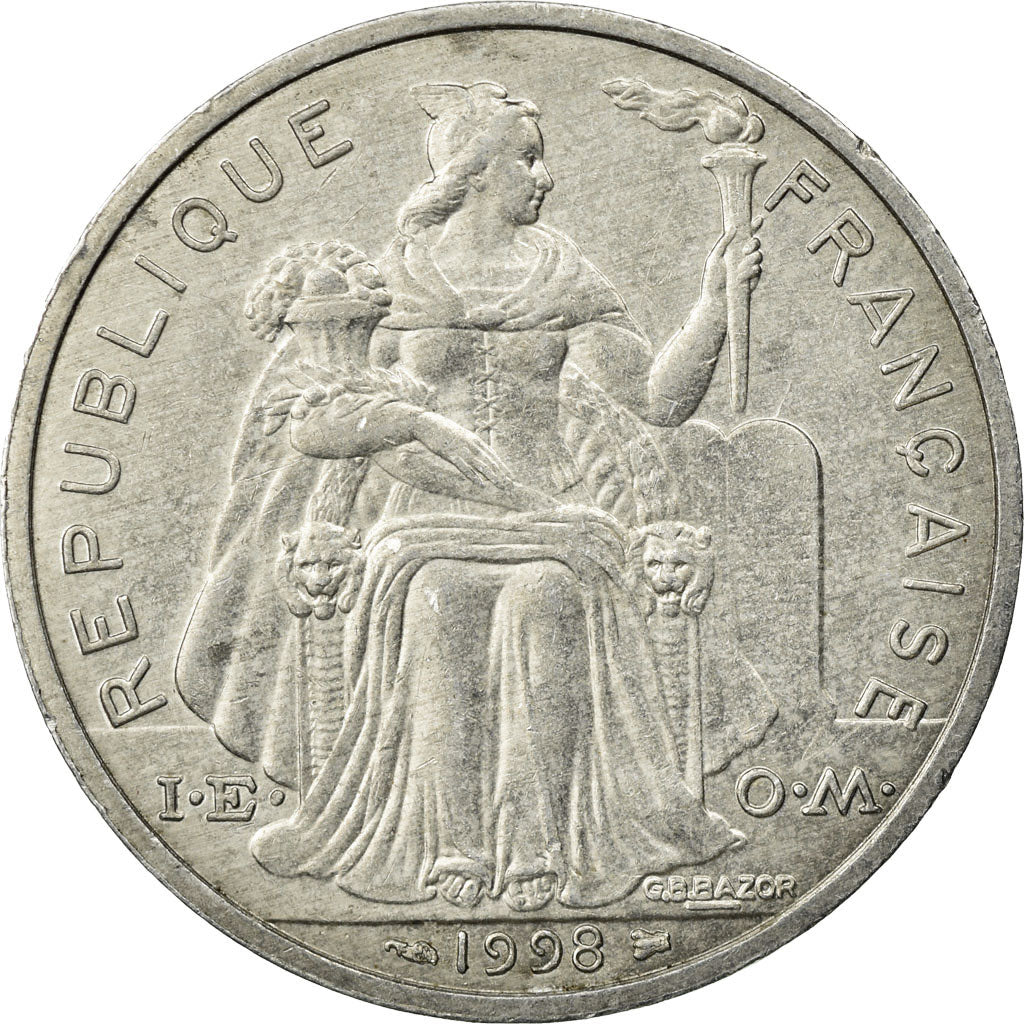 Moneta, Polinesia francese, 5 Francs, 1998, Paris, BB, Alluminio, KM:12