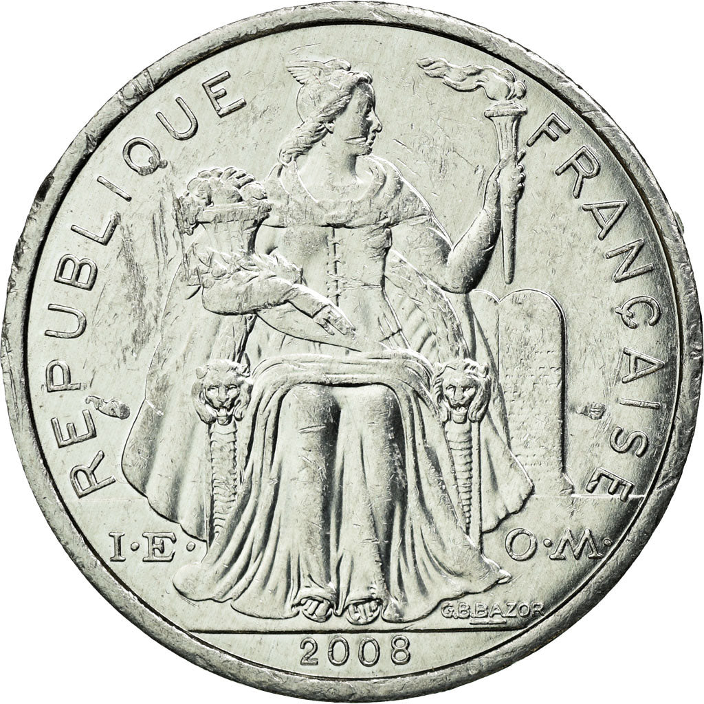 Coin, French Polynesia, 2 Francs, 2008, Paris, AU(55-58), Aluminum, KM:10