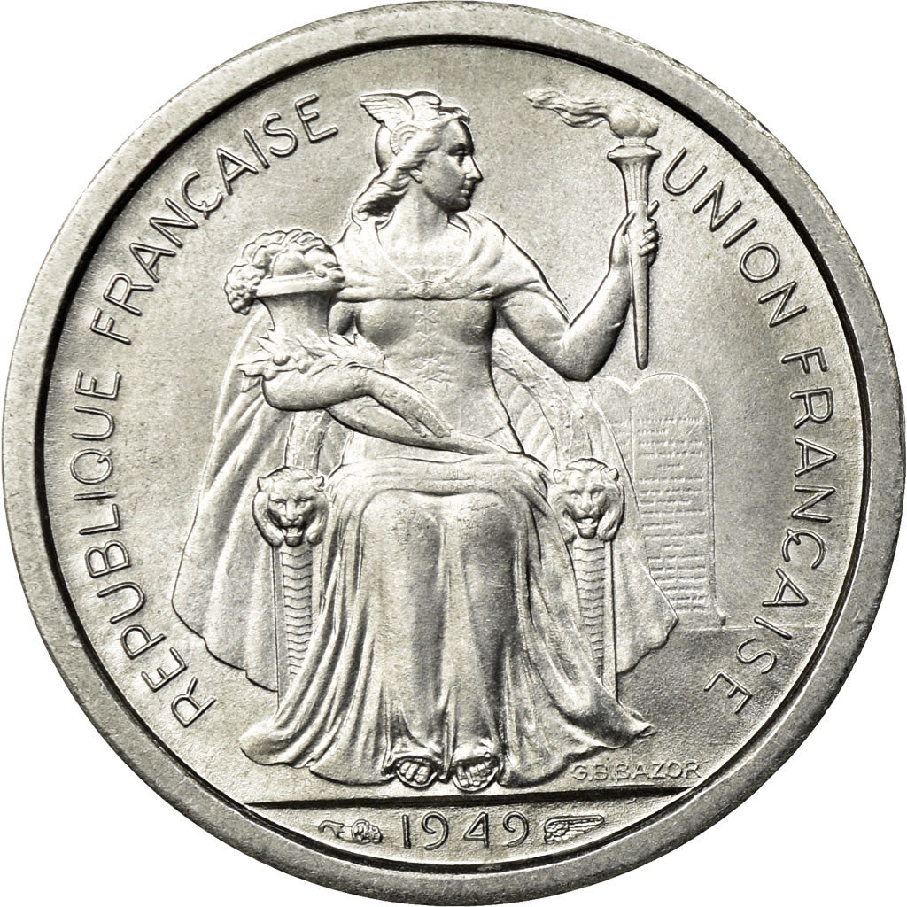 Coin, FRENCH OCEANIA, Franc, 1949, AU(55-58), Aluminum, KM:2