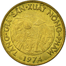 Coin, Vietnam, STATE OF SOUTH VIET NAM, 10 Dông, 1974, EF(40-45), Brass Clad