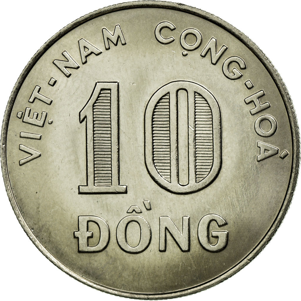 Coin, Vietnam, STATE OF SOUTH VIET NAM, 10 Dông, 1970, AU(55-58), Nickel Clad