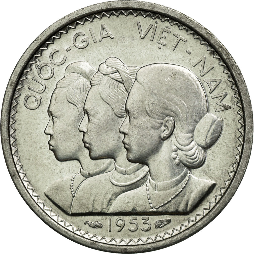 Moneda, Vietnam, STATE OF SOUTH VIET NAM, 10 Su, 1953, Paris, EBC, Aluminio