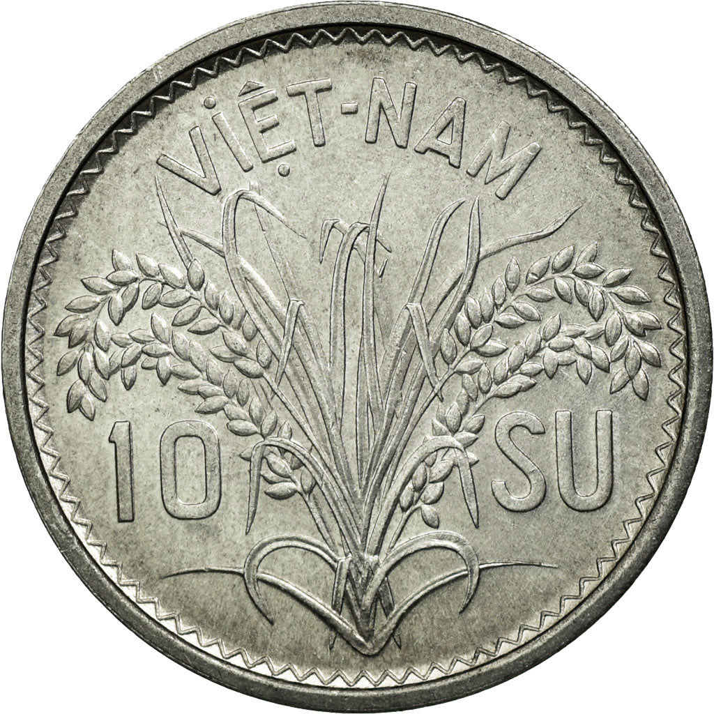 Moneda, Vietnam, STATE OF SOUTH VIET NAM, 10 Su, 1953, Paris, EBC, Aluminio