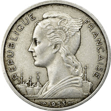 Moeda, Madagáscar, 5 Francs, 1953, Paris, EF(40-45), Alumínio, KM:5