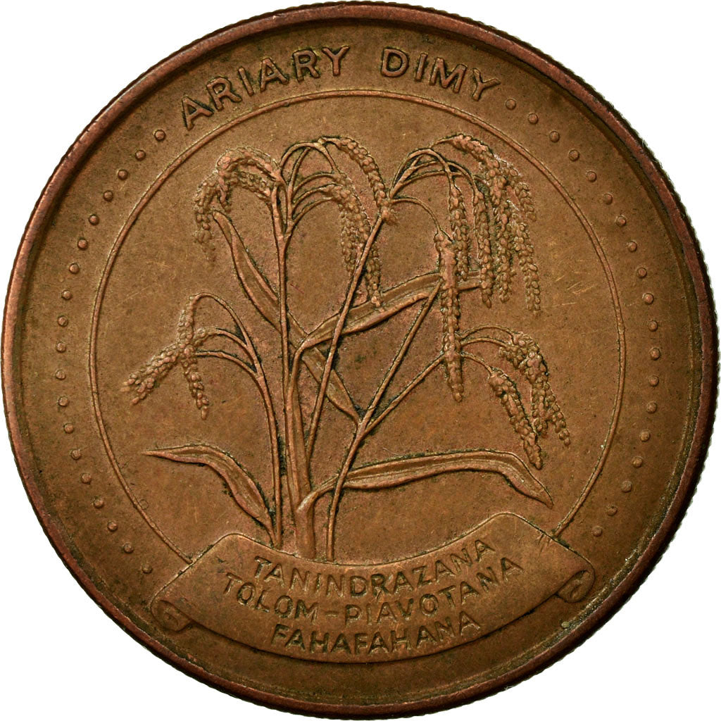 Coin, Madagascar, 5 Ariary, 1992, EF(40-45), Copper Plated Steel, KM:17