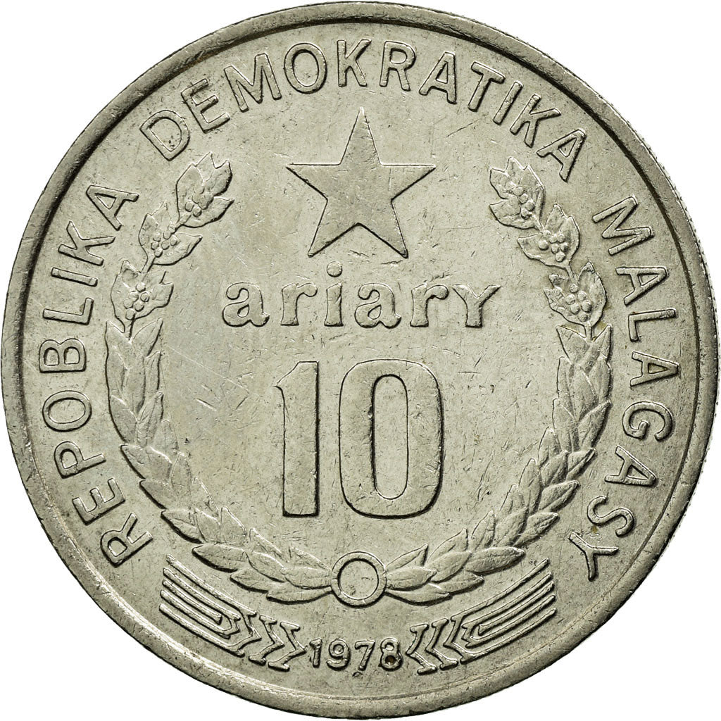 Coin, Madagascar, 10 Ariary, 1978, British Royal Mint, EF(40-45), Nickel, KM:13