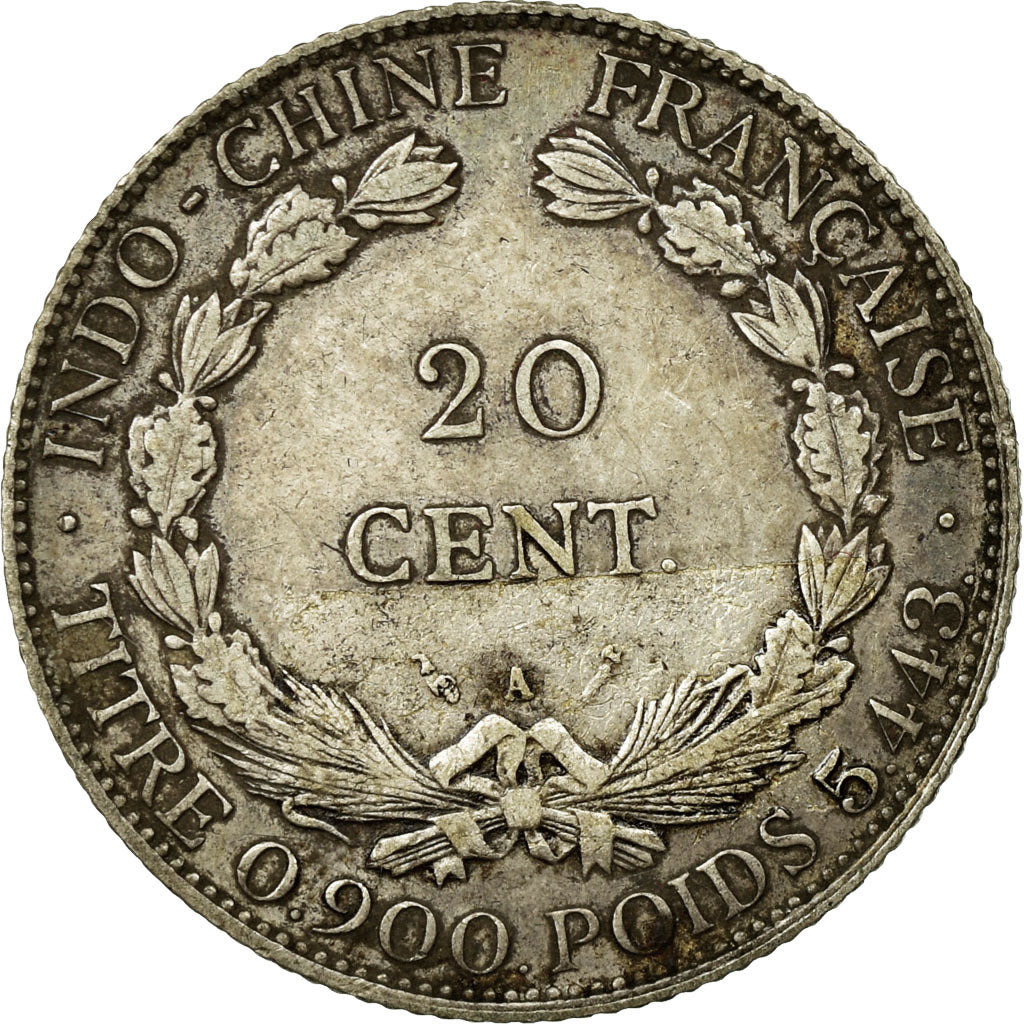 Münze, FRENCH INDO-CHINA, 20 Cents, 1893, Paris, SS, Silber, KM:3