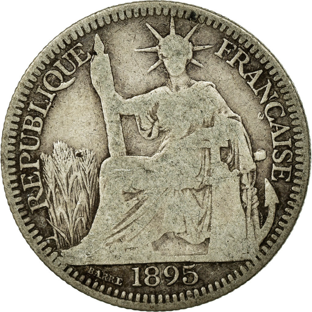 Coin, FRENCH INDO-CHINA, 10 Cents, 1895, Paris, VF(20-25), Silver, KM:2