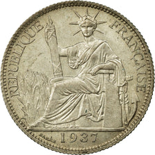 Coin, FRENCH INDO-CHINA, 20 Cents, 1937, Paris, EF(40-45), Silver, KM:17.2