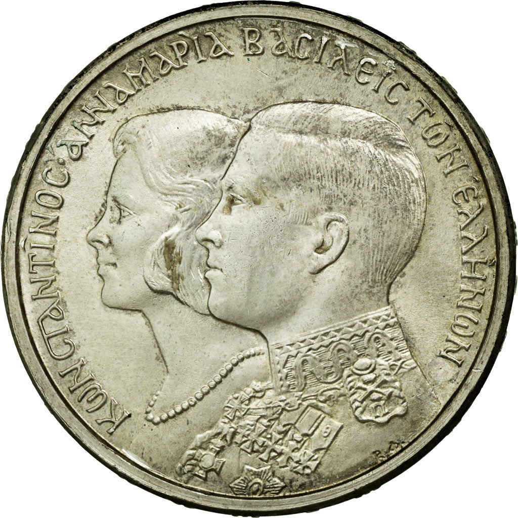 Coin, Greece, Constantine II, 30 Drachmai, 1964, AU(55-58), Silver, KM:87