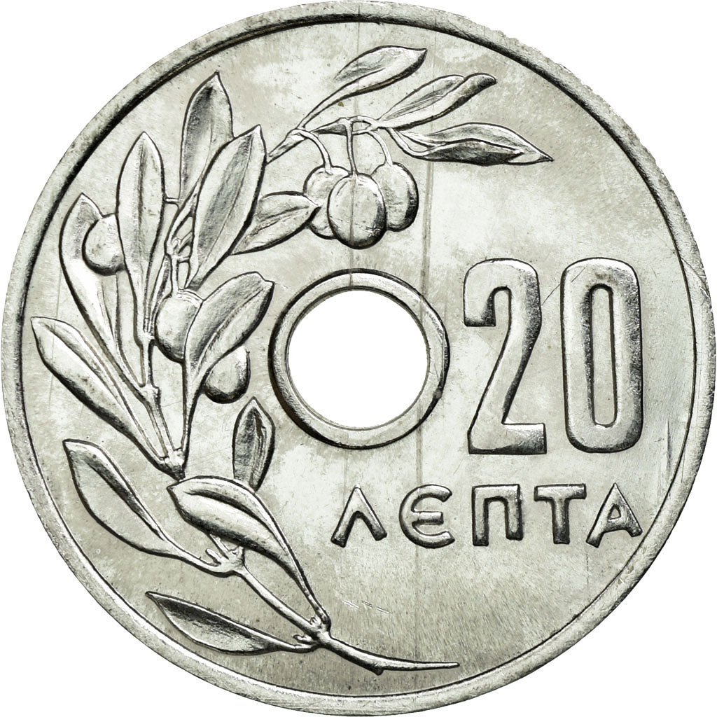 Moneta, Grecja, 20 Lepta, 1959, AU(55-58), Aluminium, KM:79