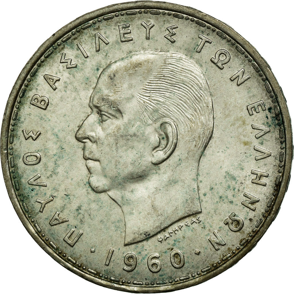 Coin, Greece, Paul I, 20 Drachmai, 1960, EF(40-45), Silver, KM:85