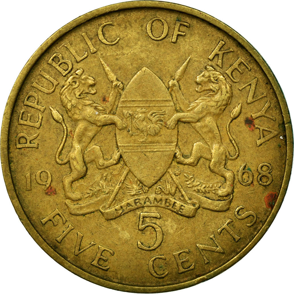 Coin, Kenya, 5 Cents, 1968, EF(40-45), Nickel-brass, KM:1
