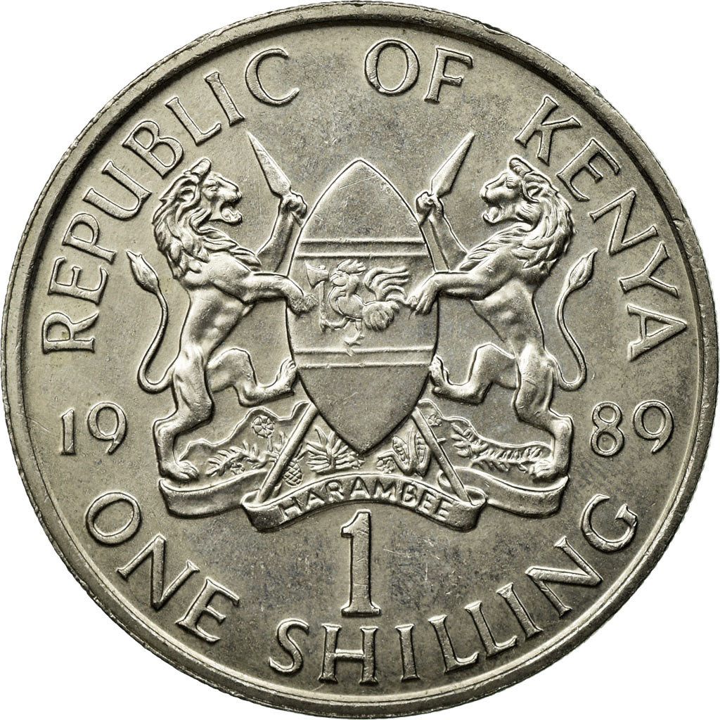 Coin, Kenya, Shilling, 1989, British Royal Mint, EF(40-45), Copper-nickel, KM:20