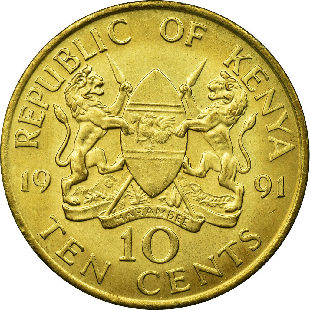Munten, Kenia, 10 Cents, 1991, British Royal Mint, ZF, Nickel-brass, KM:18