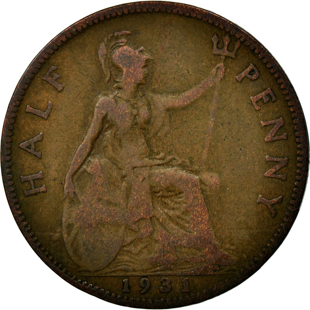 Monnaie, Grande-Bretagne, George V, 1/2 Penny, 1931, TB, Bronze, KM:837