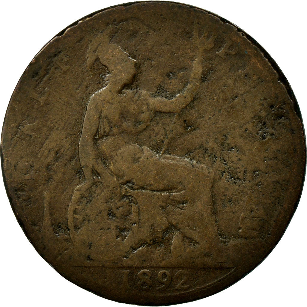 Monnaie, Grande-Bretagne, Victoria, 1/2 Penny, 1892, B, Bronze, KM:754