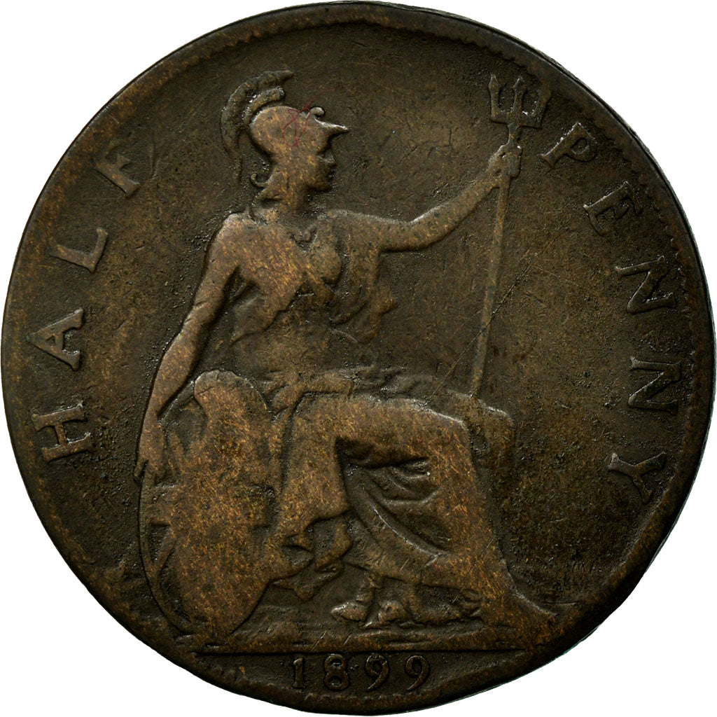 Coin, Great Britain, Victoria, 1/2 Penny, 1899, VG(8-10), Bronze, KM:789