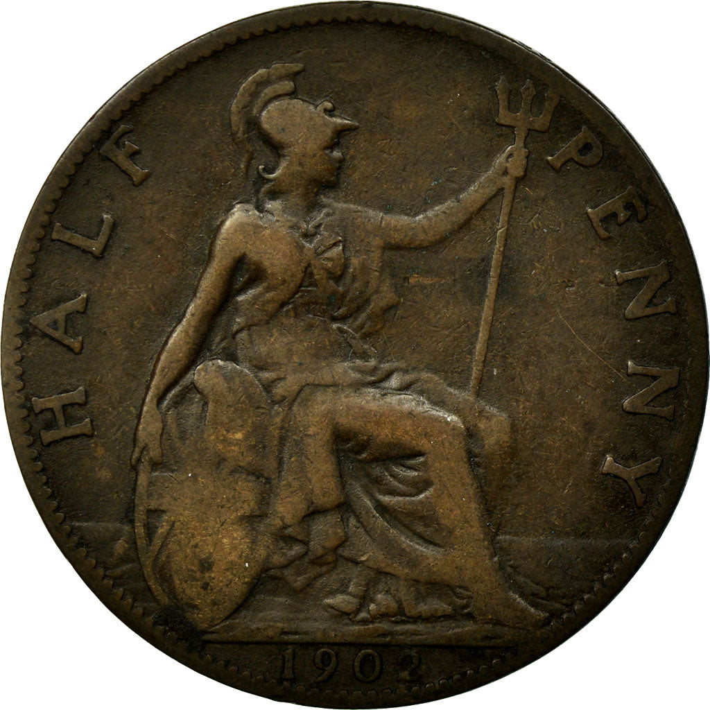 Coin, Great Britain, Edward VII, 1/2 Penny, 1902, VF(20-25), Bronze, KM:793.2