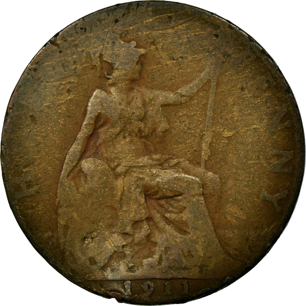Münze, Großbritannien, George V, 1/2 Penny, 1911, SGE+, Bronze, KM:809