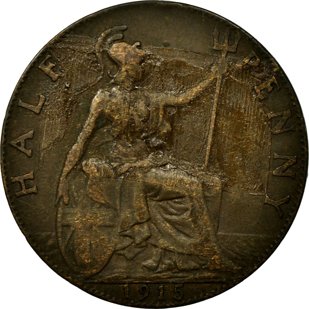 Coin, Great Britain, George V, 1/2 Penny, 1915, VF(20-25), Bronze, KM:809