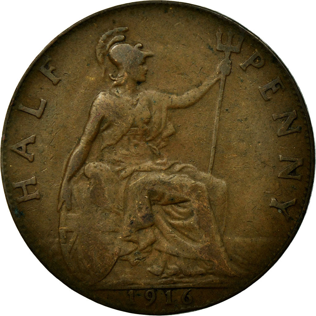 Monnaie, Grande-Bretagne, George V, 1/2 Penny, 1916, TB, Bronze, KM:809