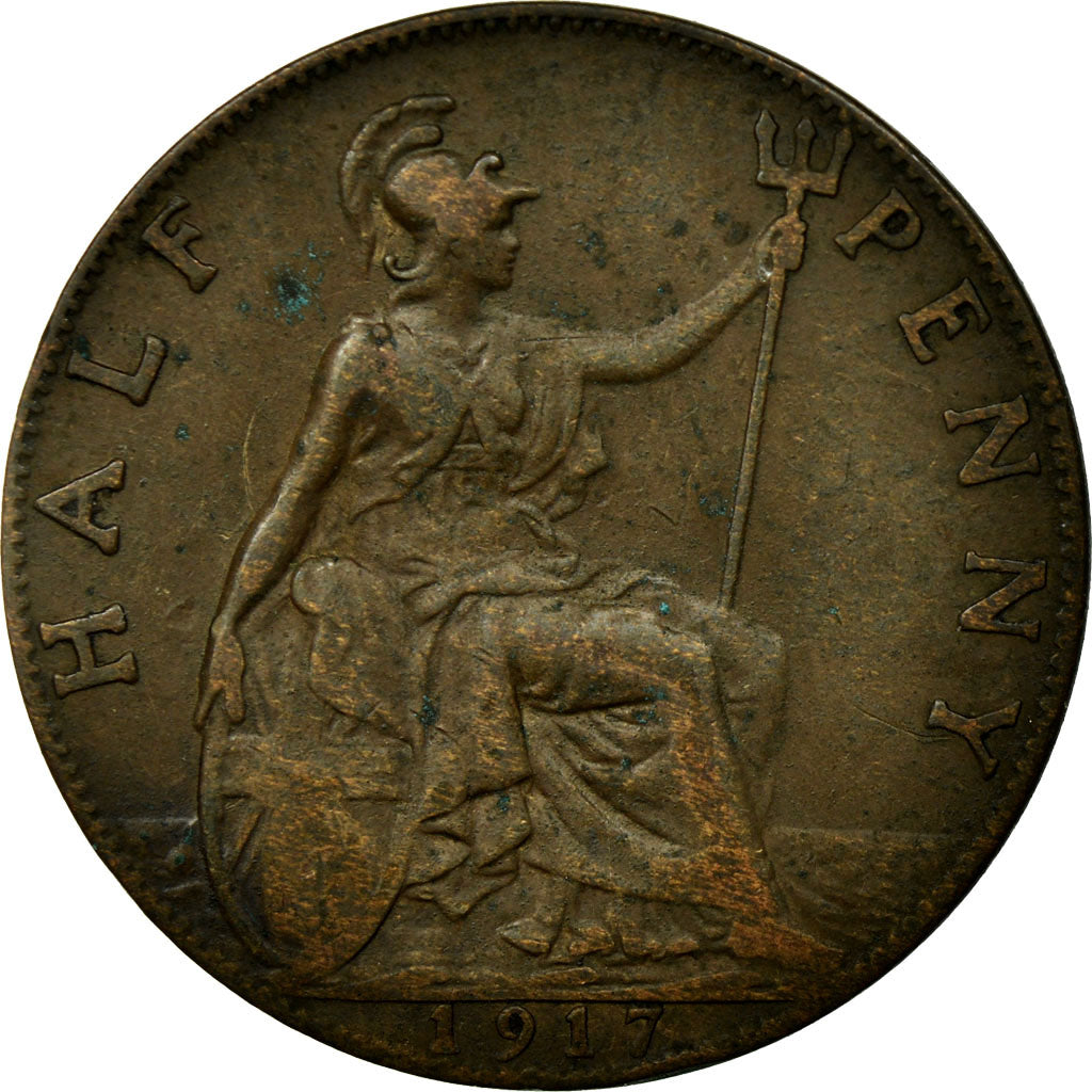 Münze, Großbritannien, George V, 1/2 Penny, 1917, S, Bronze, KM:809