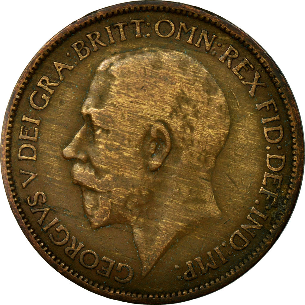 Moneda, Gran Bretaña, George V, 1/2 Penny, 1921, BC, Bronce, KM:809
