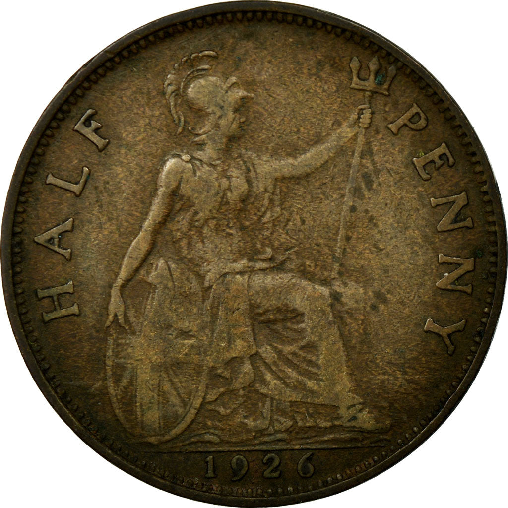Coin, Great Britain, George V, 1/2 Penny, 1926, VF(20-25), Bronze, KM:824