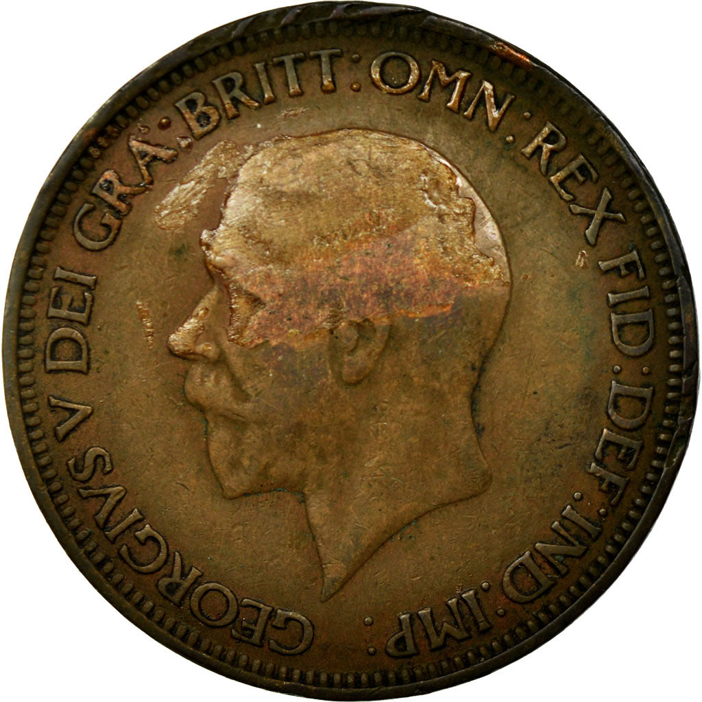 Moneda, Gran Bretaña, George V, 1/2 Penny, 1930, BC+, Bronce, KM:837
