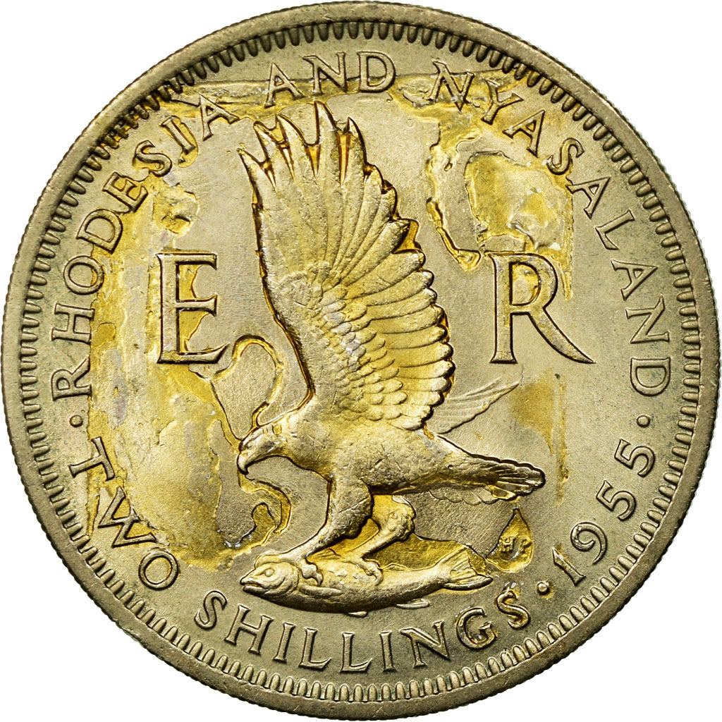 Monnaie, Rhodesia and Nyasaland, Elizabeth II, 2 Shillings, 1955, British Royal