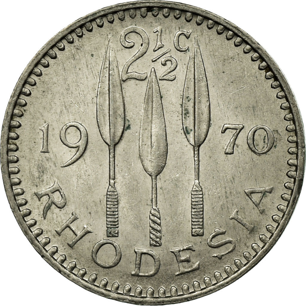 Coin, Rhodesia, 2-1/2 Cents, 1970, EF(40-45), Copper-nickel, KM:11