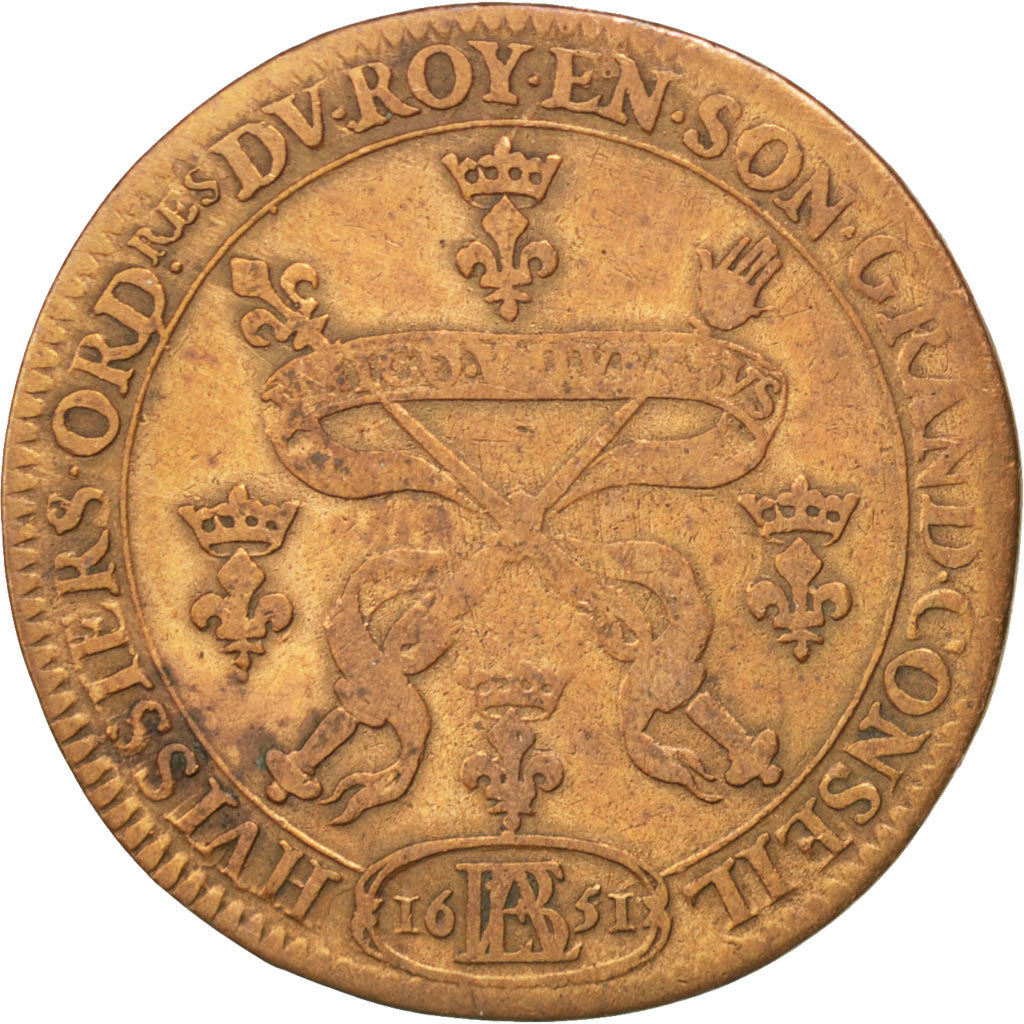 France, Royal, Token, EF(40-45), Copper, 27, Feuardent #387, 5.90
