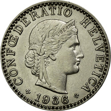 Coin, Switzerland, 20 Rappen, 1936, Bern, EF(40-45), Nickel, KM:29