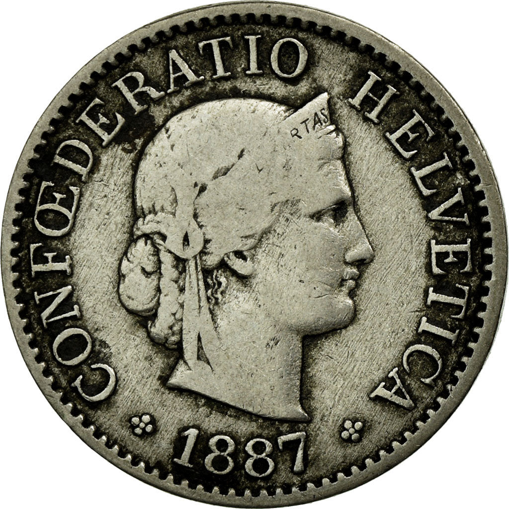 Coin, Switzerland, 5 Rappen, 1887, Bern, VF(20-25), Copper-nickel, KM:26