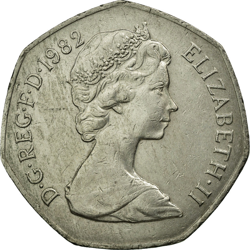 Coin, Great Britain, Elizabeth II, 50 Pence, 1982, EF(40-45), Copper-nickel