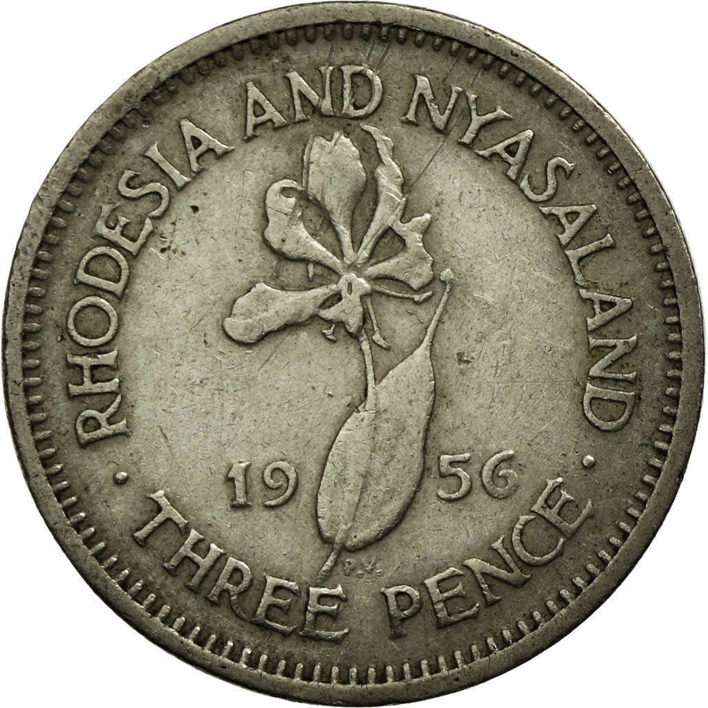 Coin, Rhodesia and Nyasaland, Elizabeth II, 3 Pence, 1956, British Royal Mint