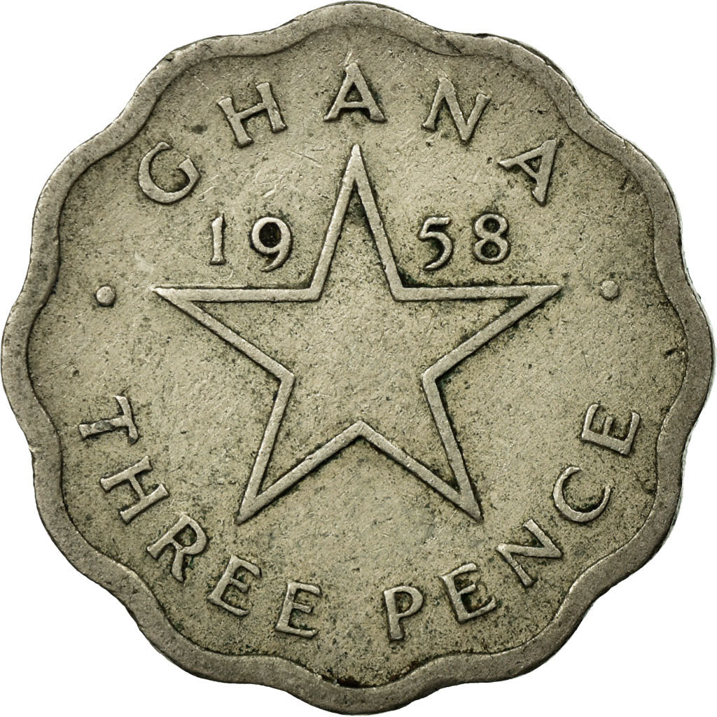Coin, Ghana, 3 Pence, 1958, VF(20-25), Copper-nickel, KM:3